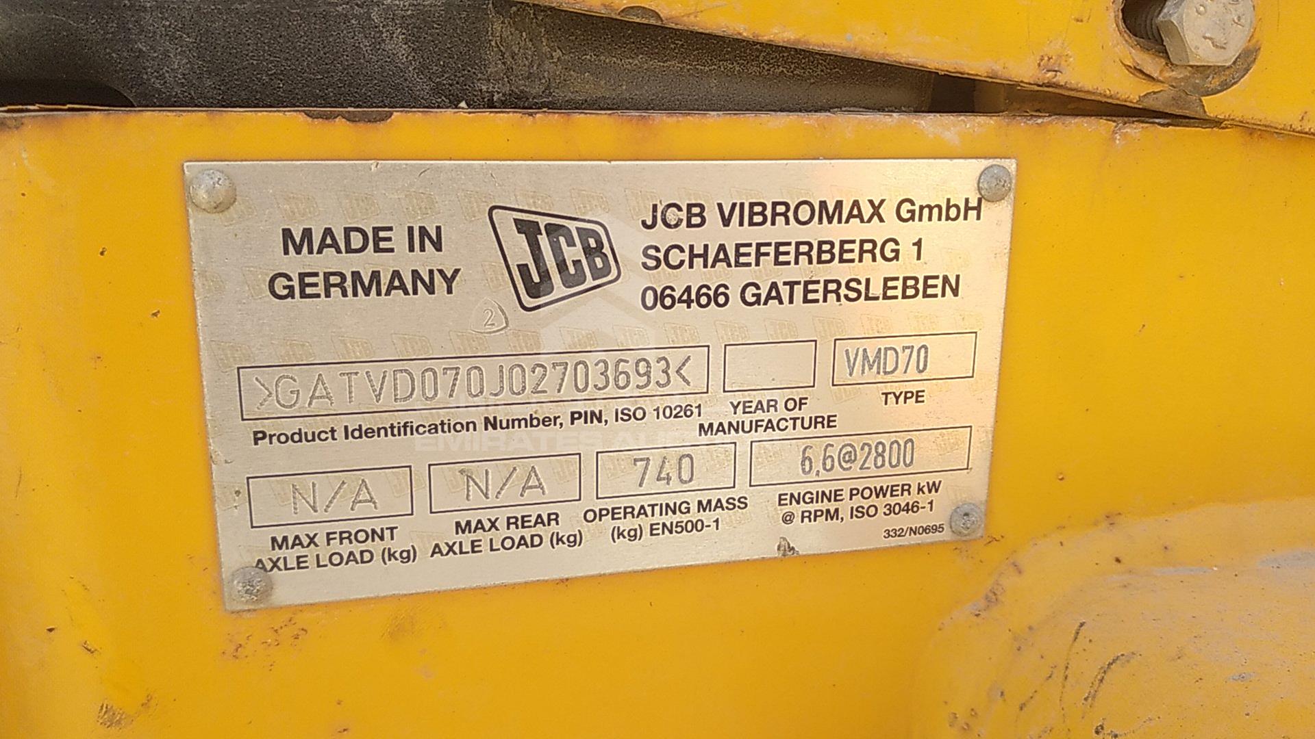 0 JCB --- VIN: GATVD070J02703693