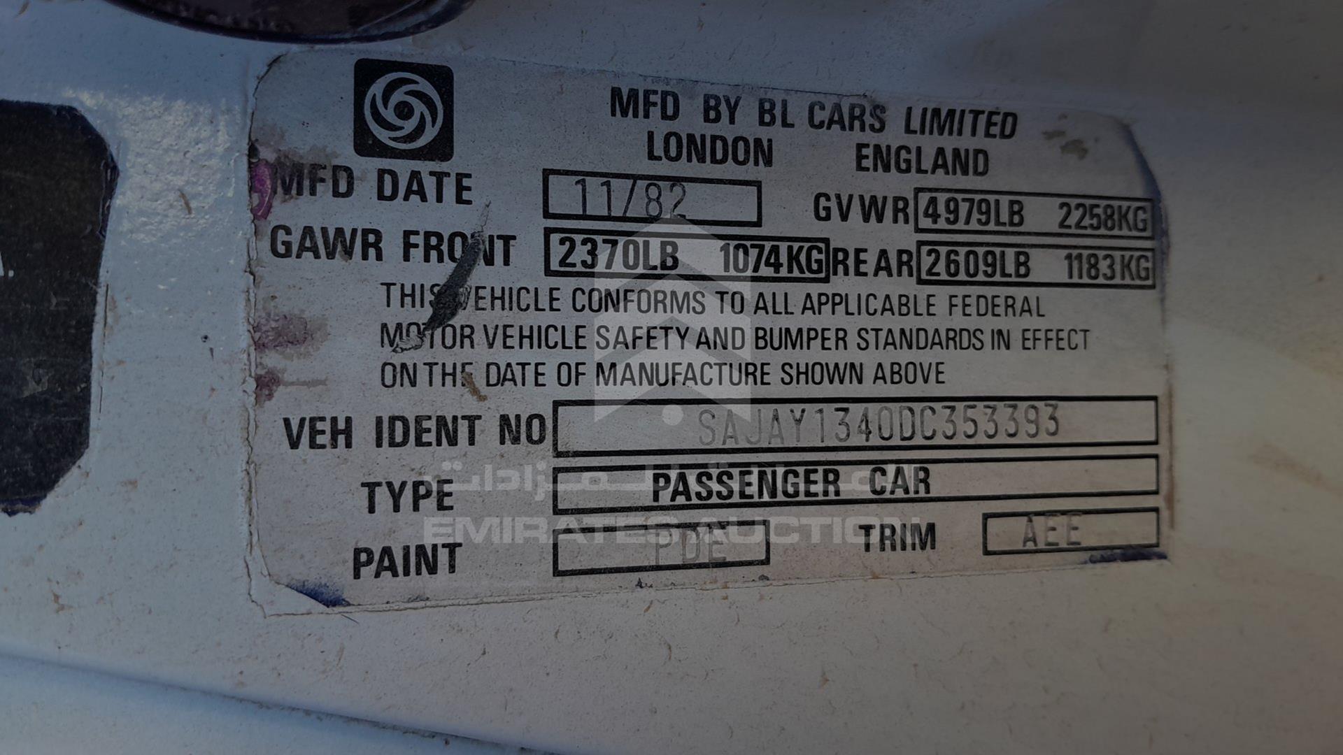 1983 JAGUAR XJ 6 VIN: SAJAY1340DC353393