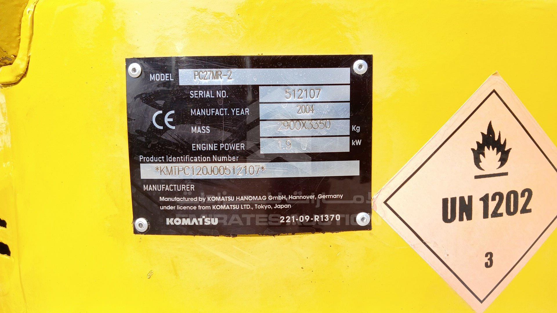 2004 KOMATSU --- VIN: KMTPC120J00512107