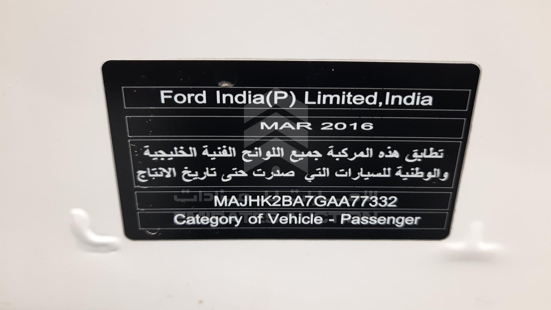2016 FORD ECOSPORT VIN: MAJHK2BA7GAA77332