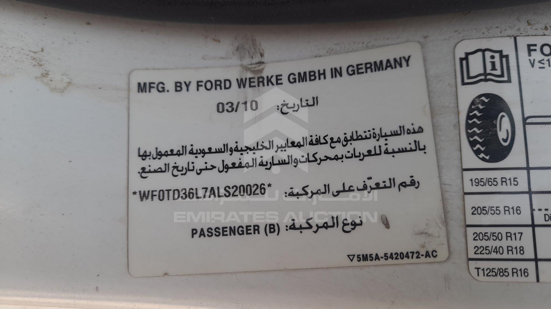 2010 FORD FOCUS VIN: WF0TD36L7ALS20026