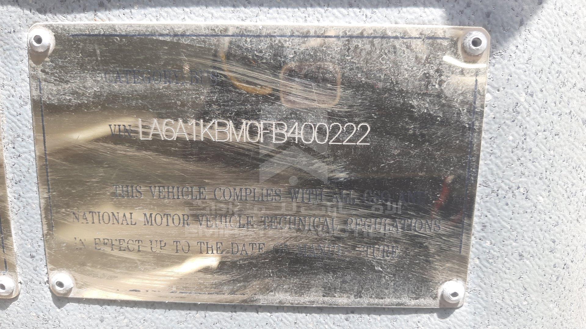 2015 KING LONG BUS VIN: LA6A1KBM0FB400222