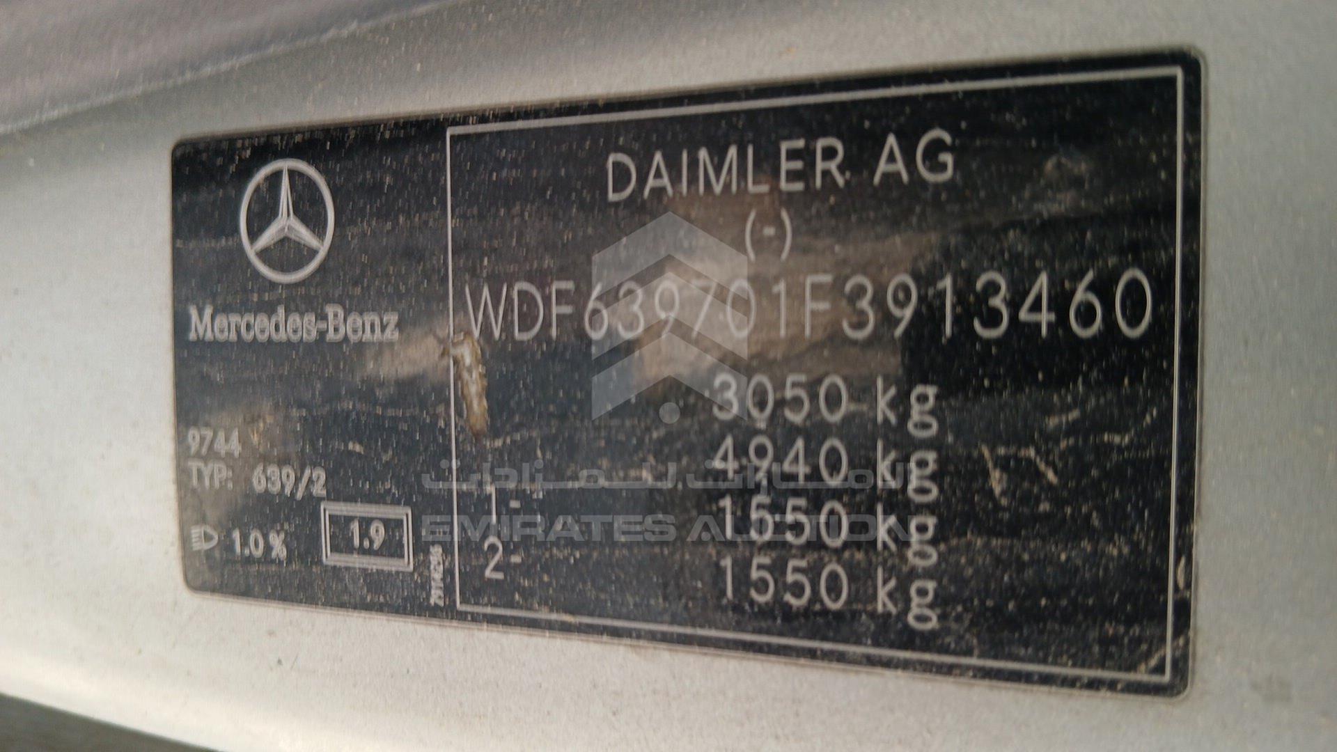 2015 MERCEDES VITO VIN: WDF639701F3913460