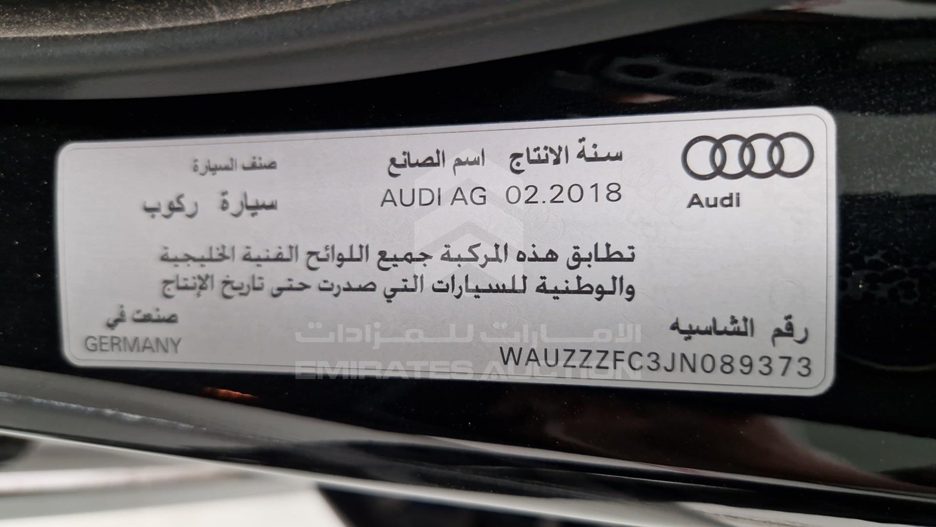 2018 AUDI A6 VIN: WAUZZZFC3JN089373