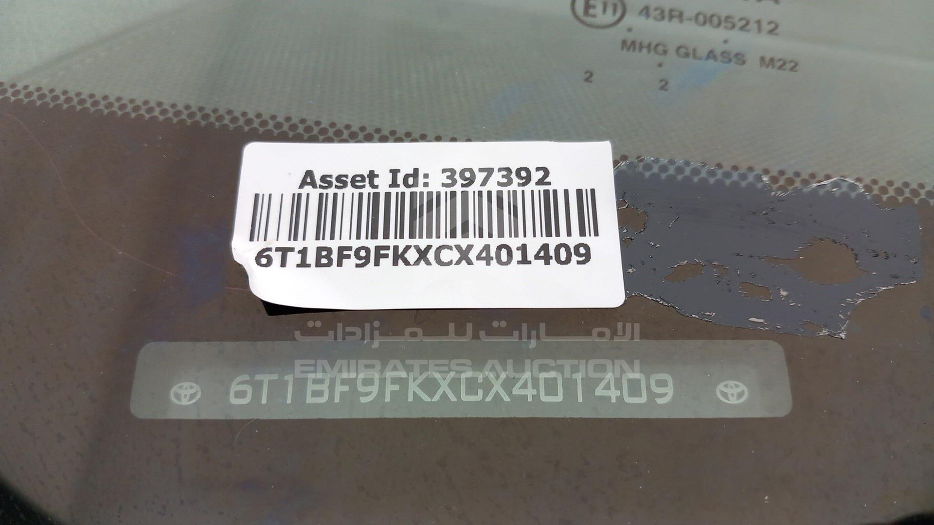 2012 TOYOTA CAMRY VIN: 6T1BF9FKXCX401409