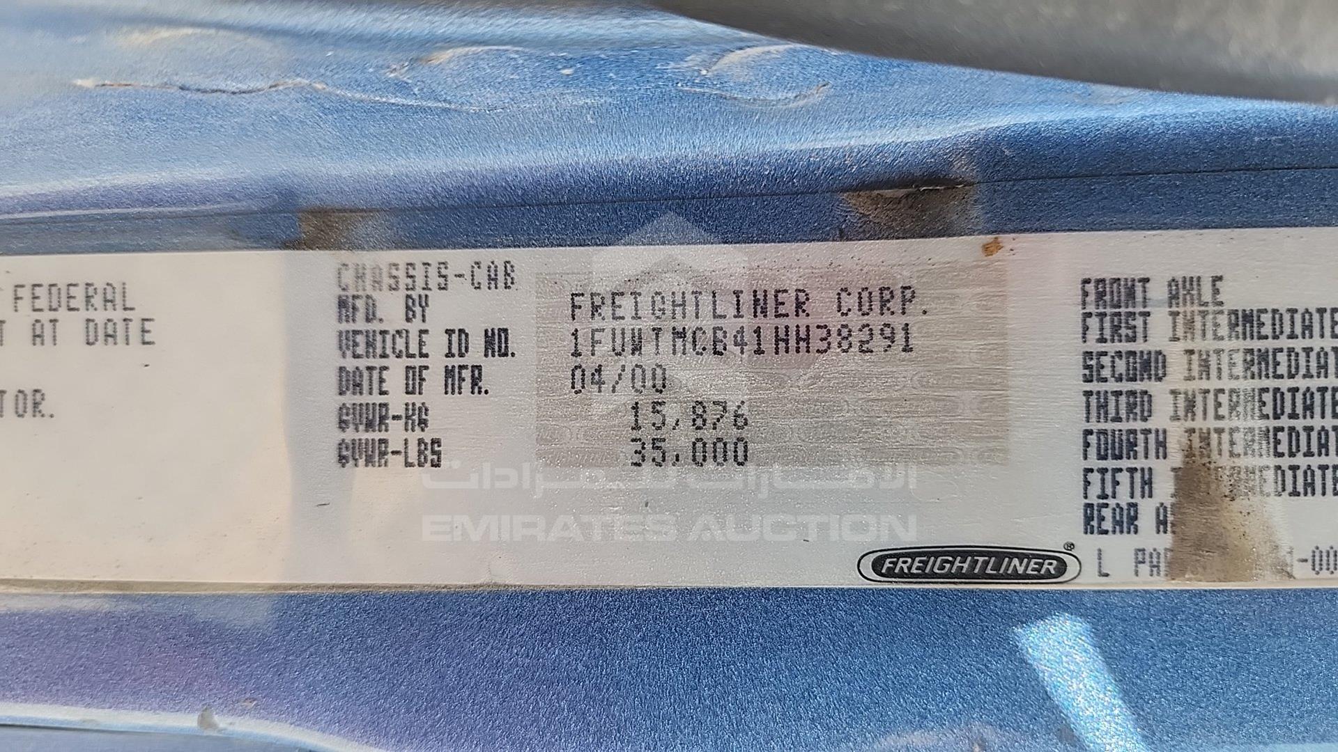 2001 FREIGHTLINER FL 80 VIN: 1FUWTMCB41HH38291