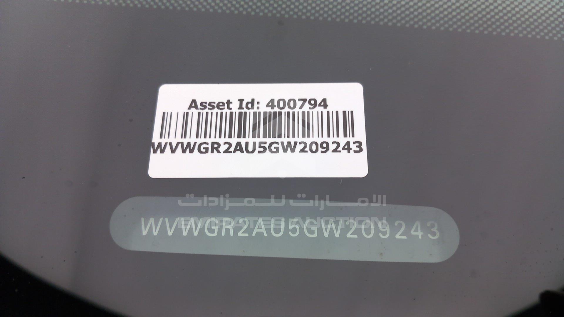 2016 VOLKSWAGEN GOLF VIN: WVWGR2AU5GW209243