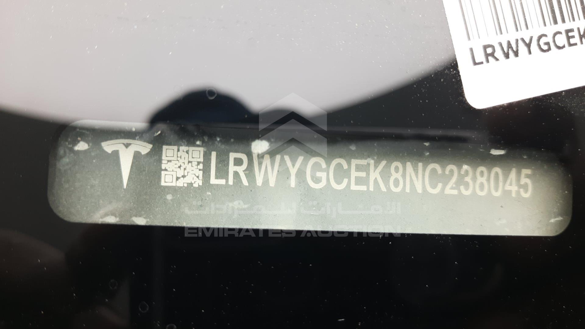 2022 TESLA MODEL Y VIN: LRWYGCEK8NC238045