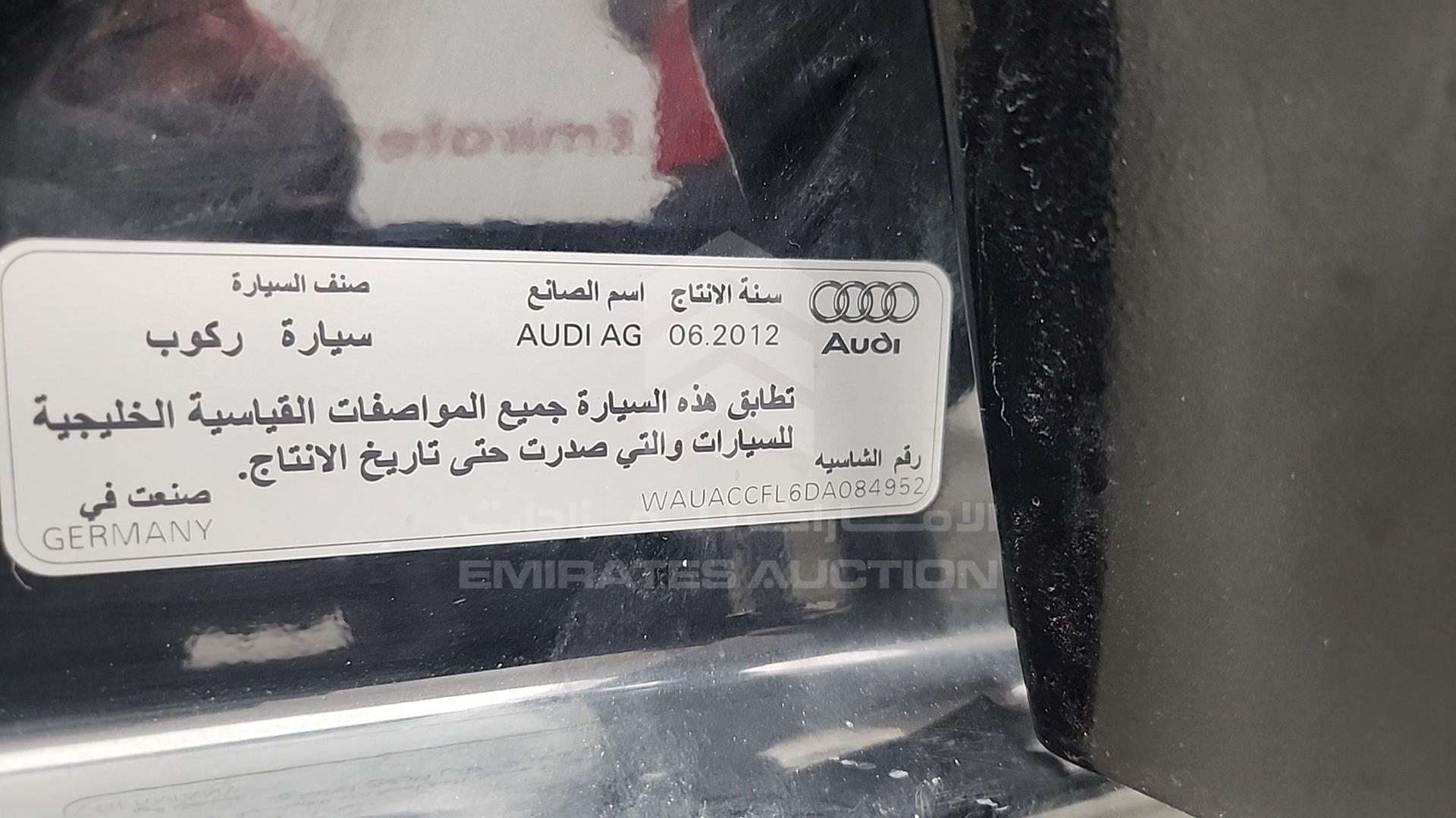 2013 AUDI A4 VIN: WAUACCFL6DA084952