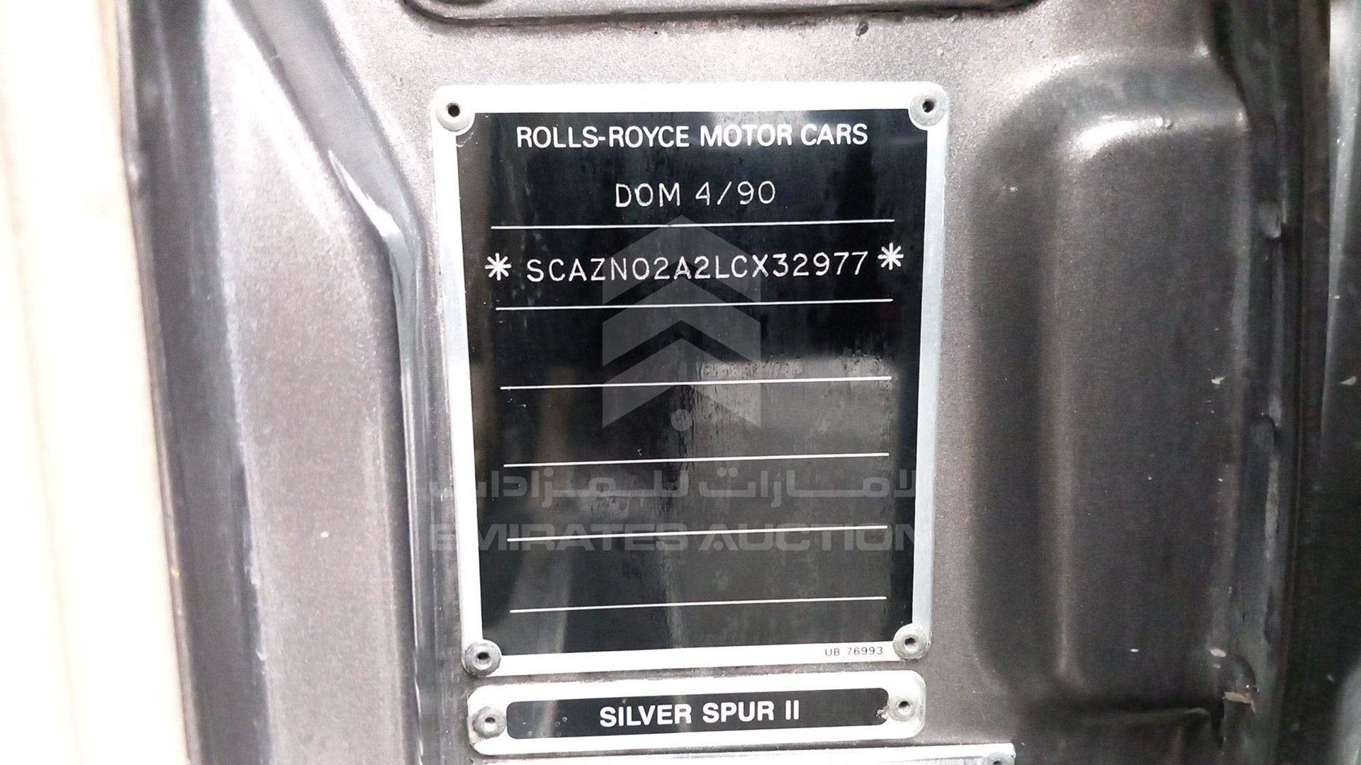 1990 ROLLS-ROYCE SILVER SPUR VIN: SCAZN02A2LCX32977