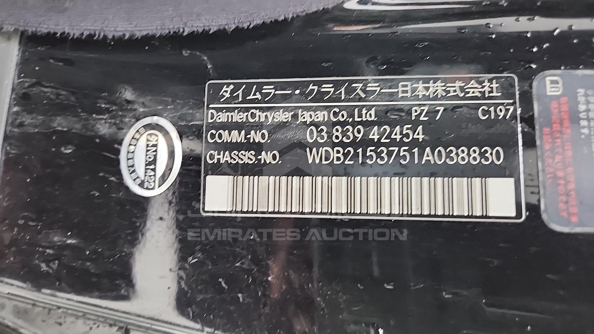 2003 MERCEDES CL 500 VIN: WDB2153751A038830