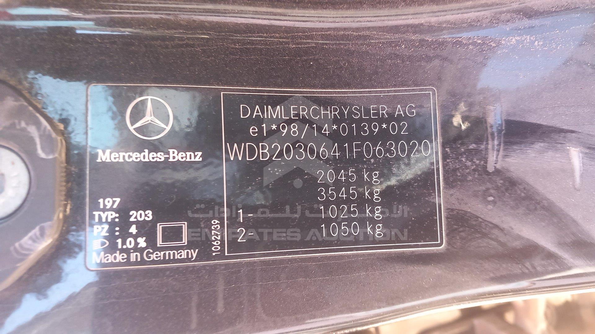 2001 MERCEDES C 320 VIN: WDB2030641F063020