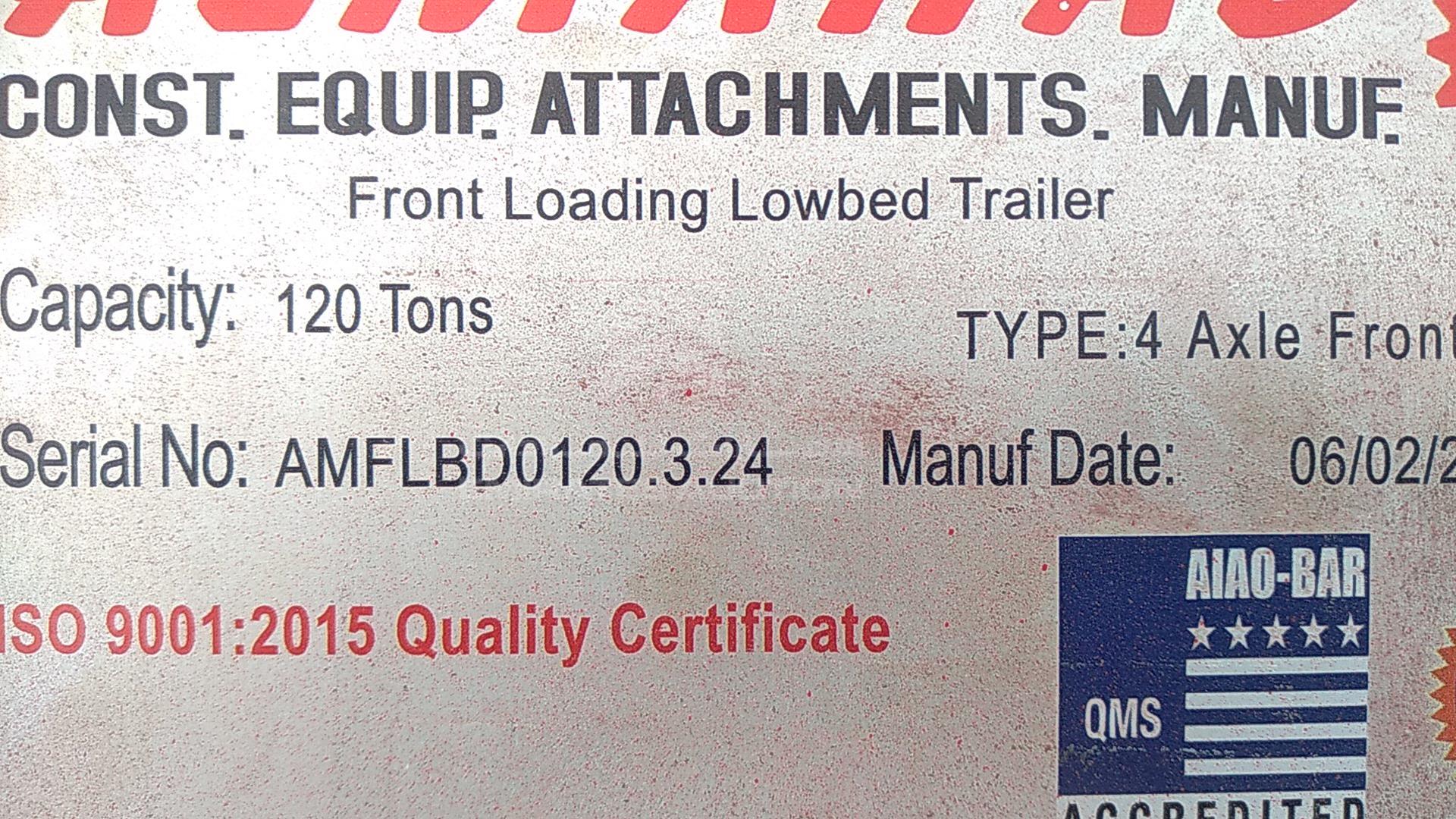2024 LOW BED 4 AXLES VIN: AMFLBD0120324