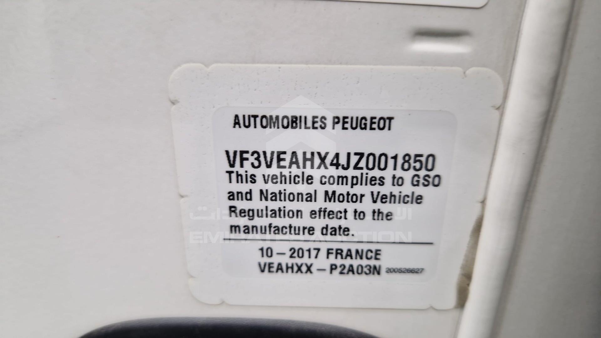2018 PEUGEOT EXPERT VIN: VF3VEAHX4JZ001850