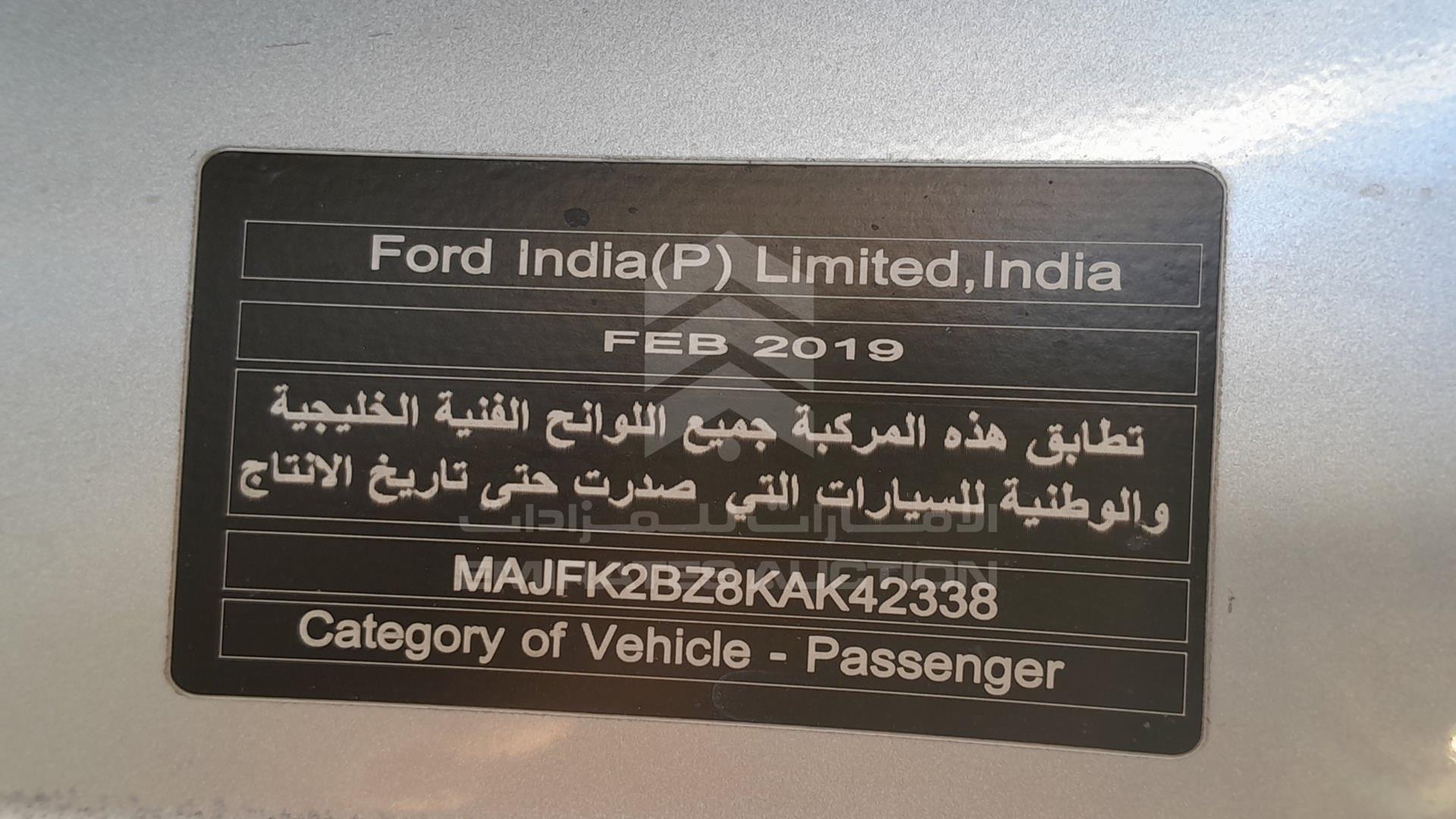 2019 FORD ECOSPORT VIN: MAJFK2BZ8KAK42338