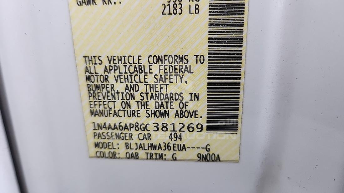 2016 Nissan Maxima — VIN on Frame — Photo 3