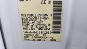 2016 Nissan Maxima — VIN on Frame — Photo 3 — Thumbnail