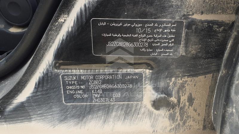 JS2ZC8B28G6300278 Auction: EmiratesAuction Lot: 405058 JS2ZC8B28G6300278 Suzuki Swift 2016 BLACK Photo 2