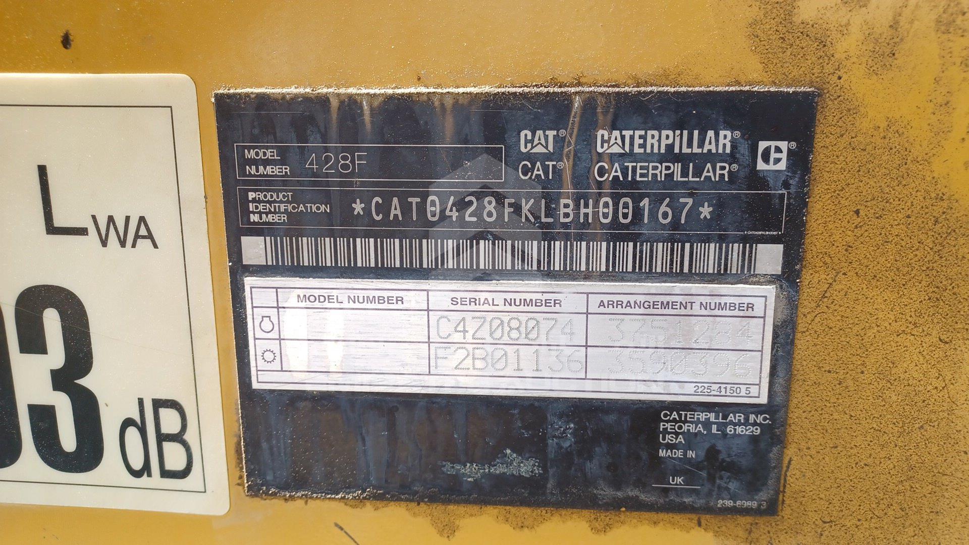 2012 CATERPILLAR 428F VIN: CAT0428FKLBH00167