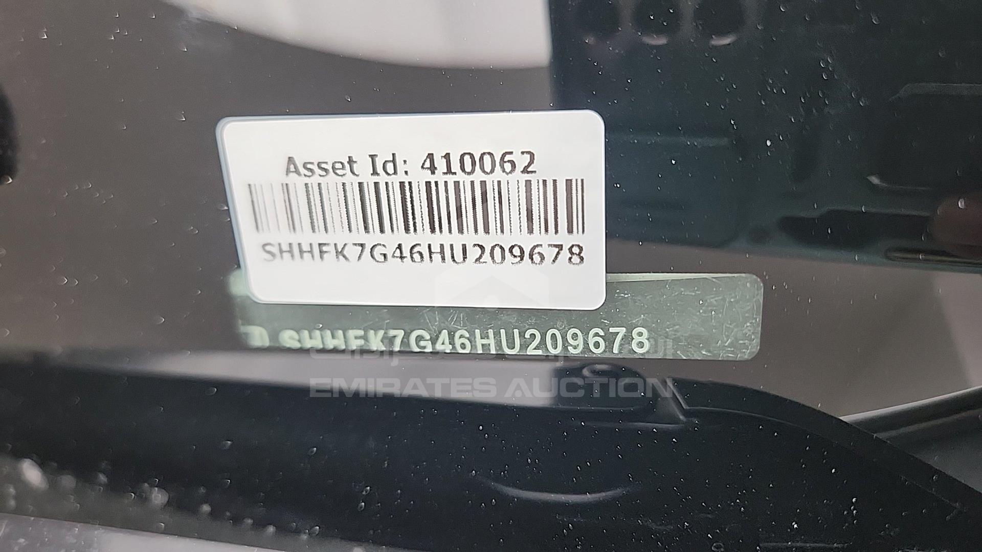 2017 HONDA CIVIC VIN: SHHFK7G46HU209678