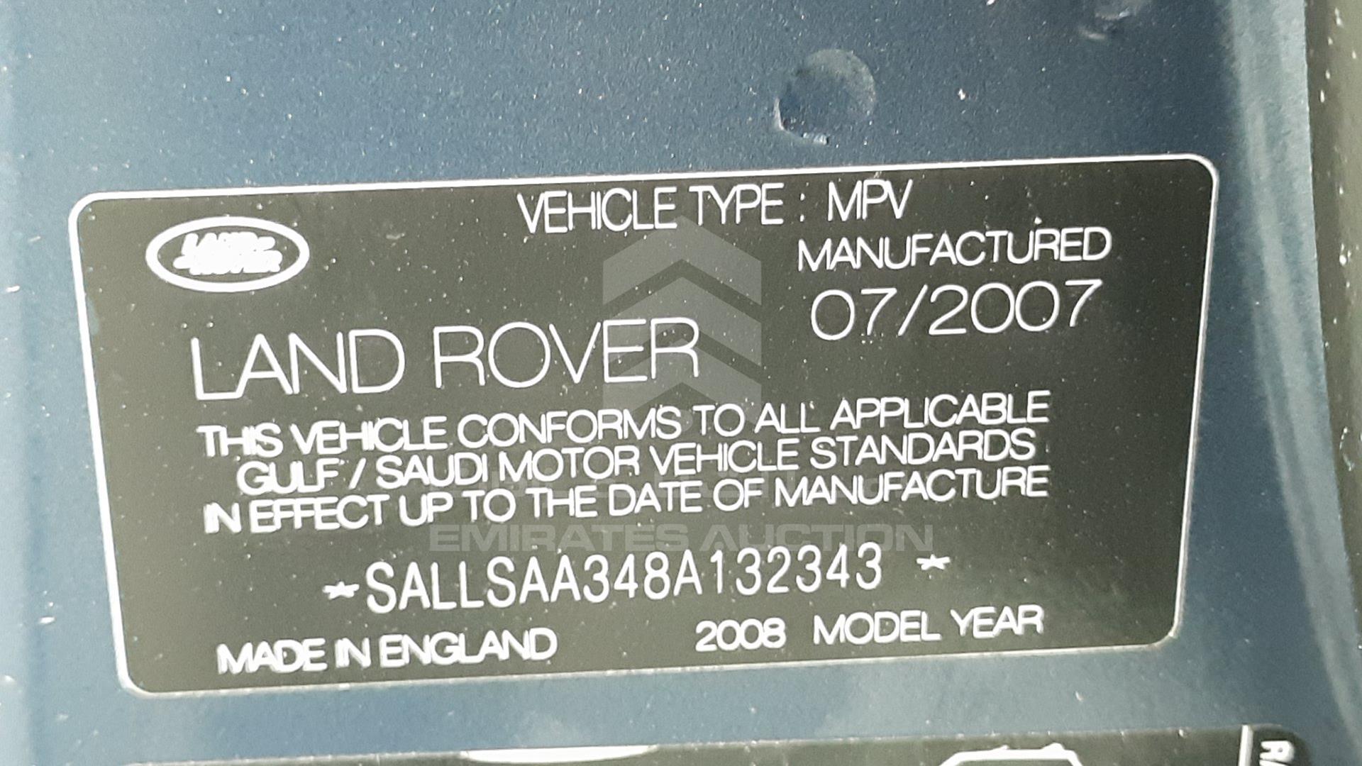 2008 RANGE ROVER SPORT VIN: SALLSAA348A132343