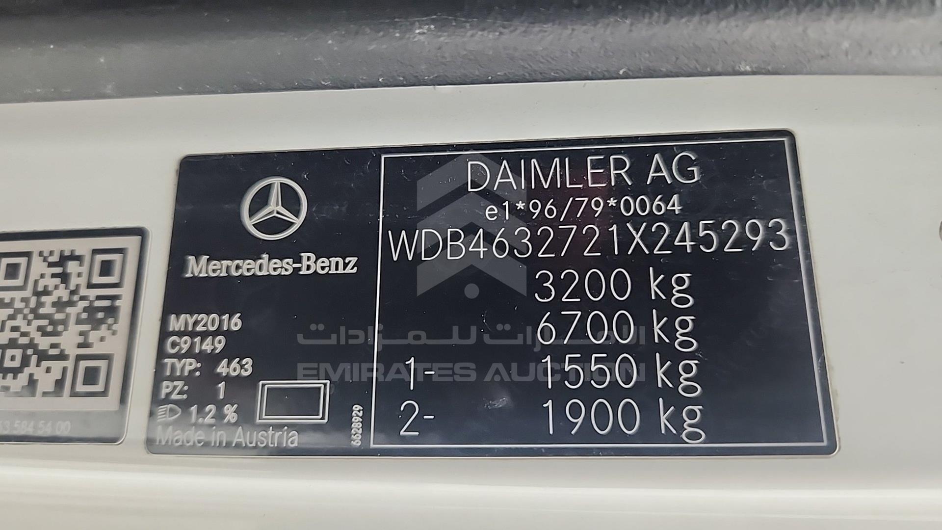 2016 MERCEDES G 63 VIN: WDB4632721X245293