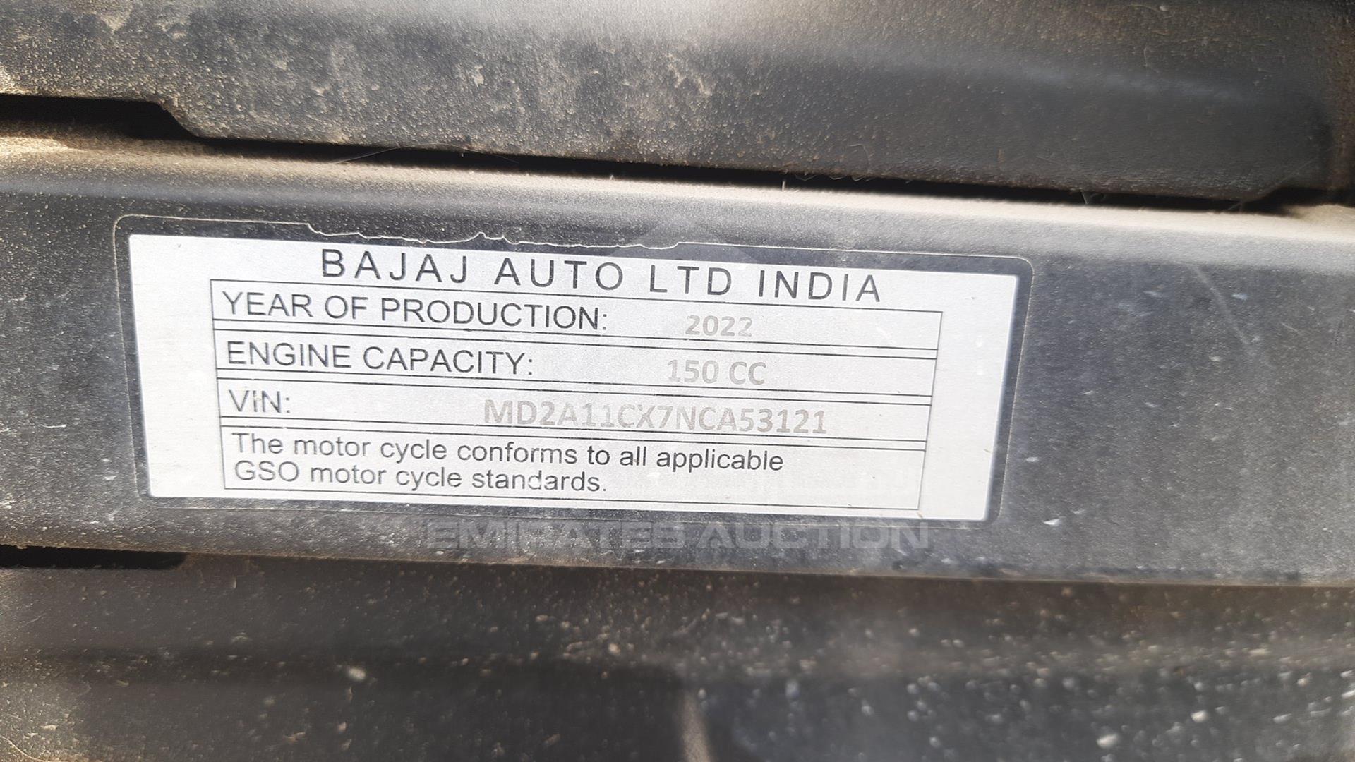2022 BAJAJ PULSAR 150 VIN: MD2A11CX7NCA53121