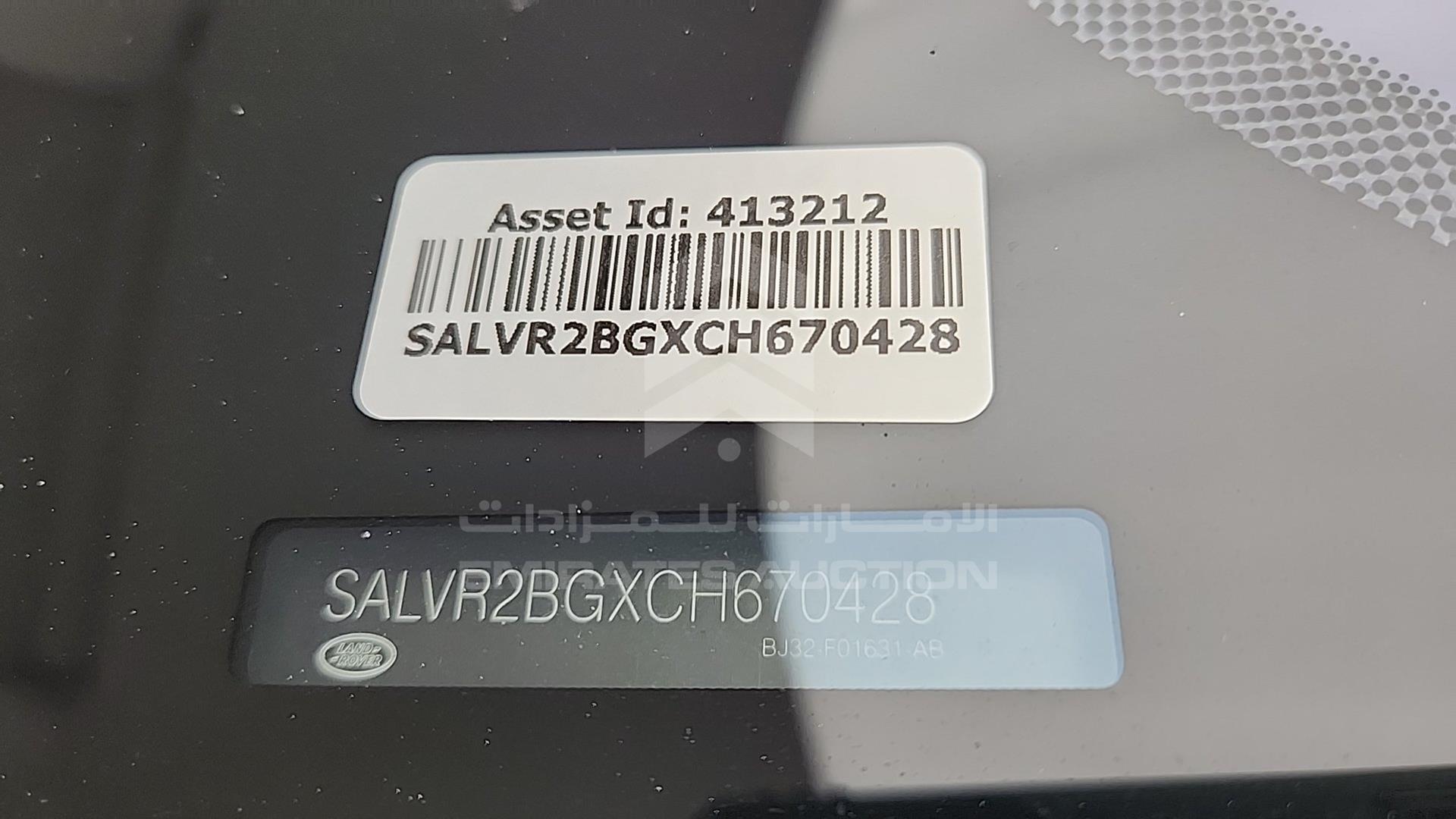 2012 RANGE ROVER EVOQUE VIN: SALVR2BGXCH670428