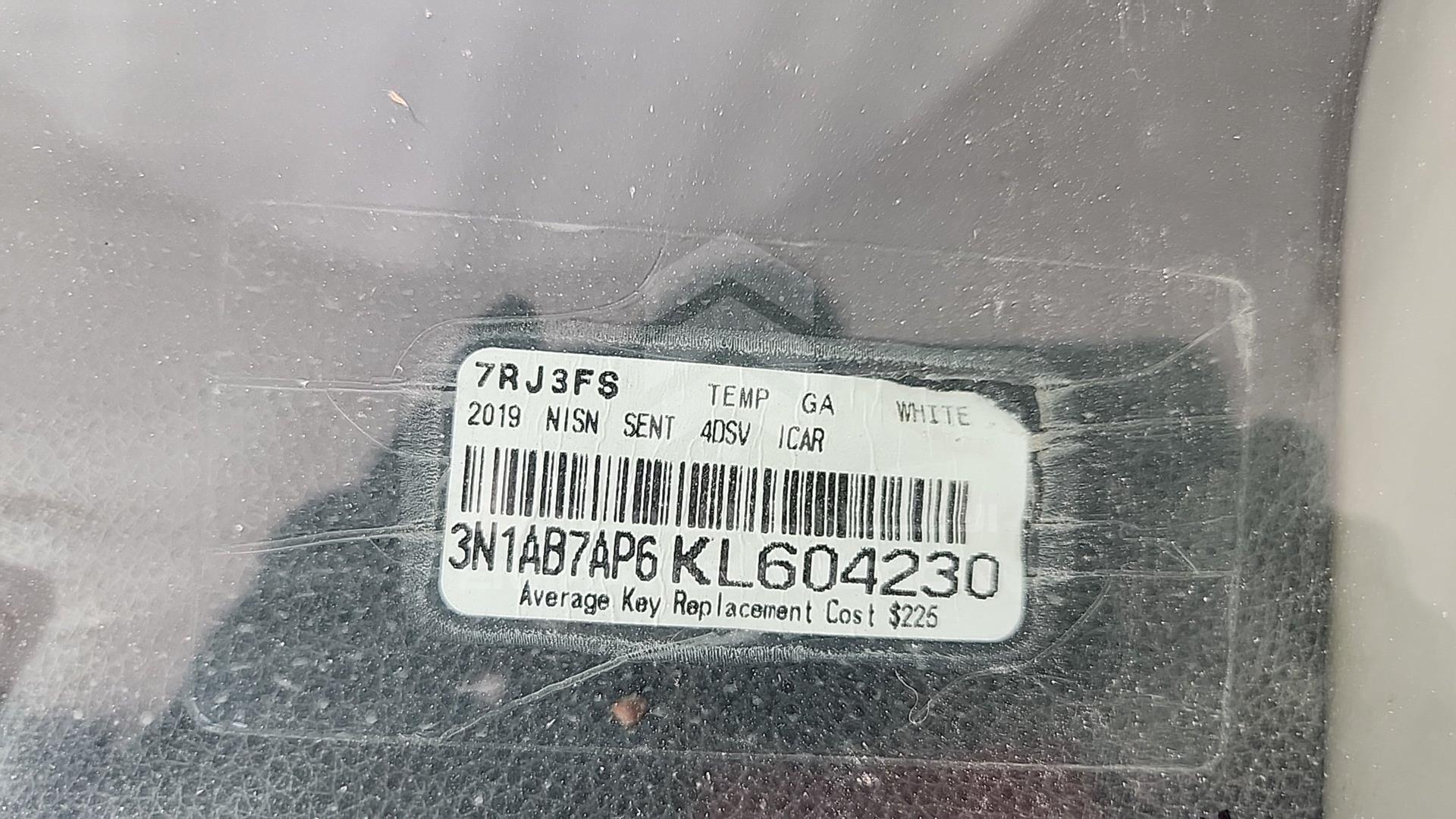 2019 NISSAN SENTRA VIN: 3N1AB7AP6KL604230