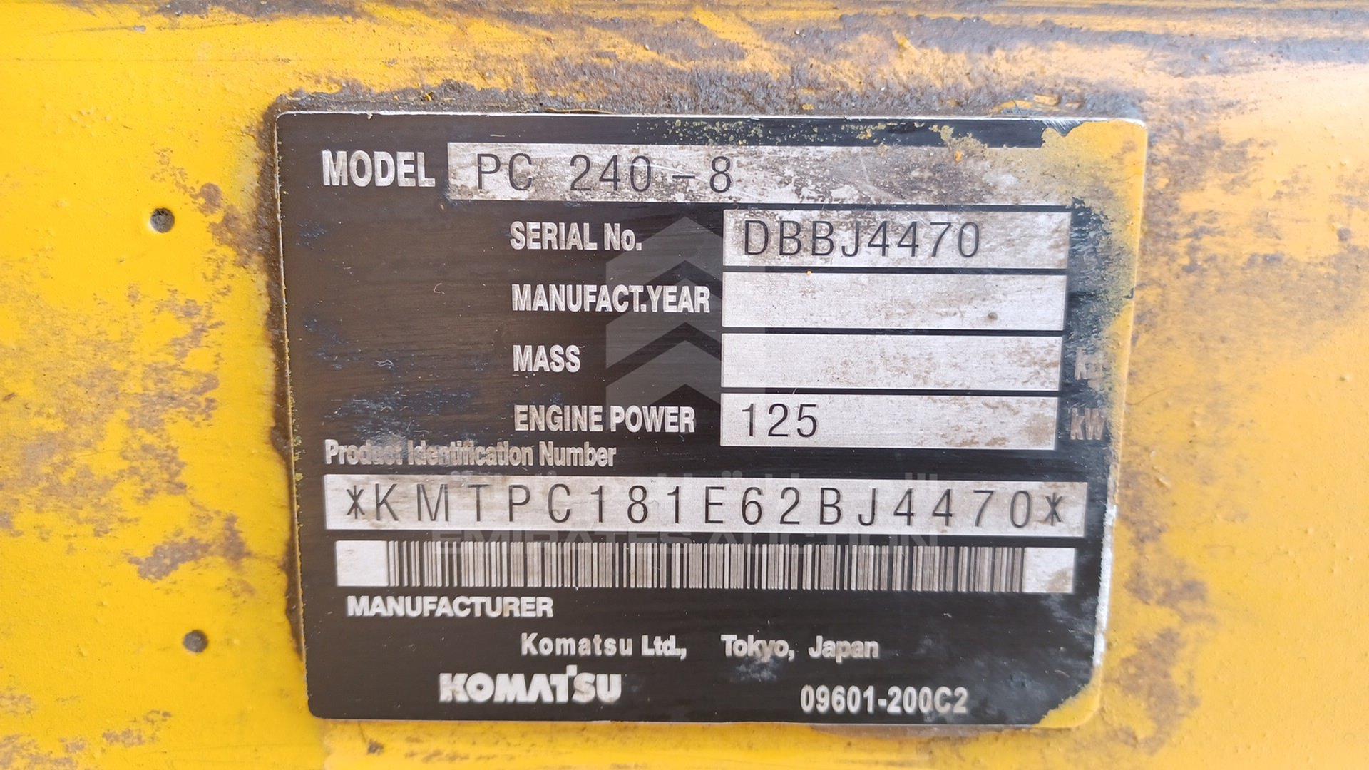 2010 KOMATSU --- VIN: KMTPC181E62BJ4470