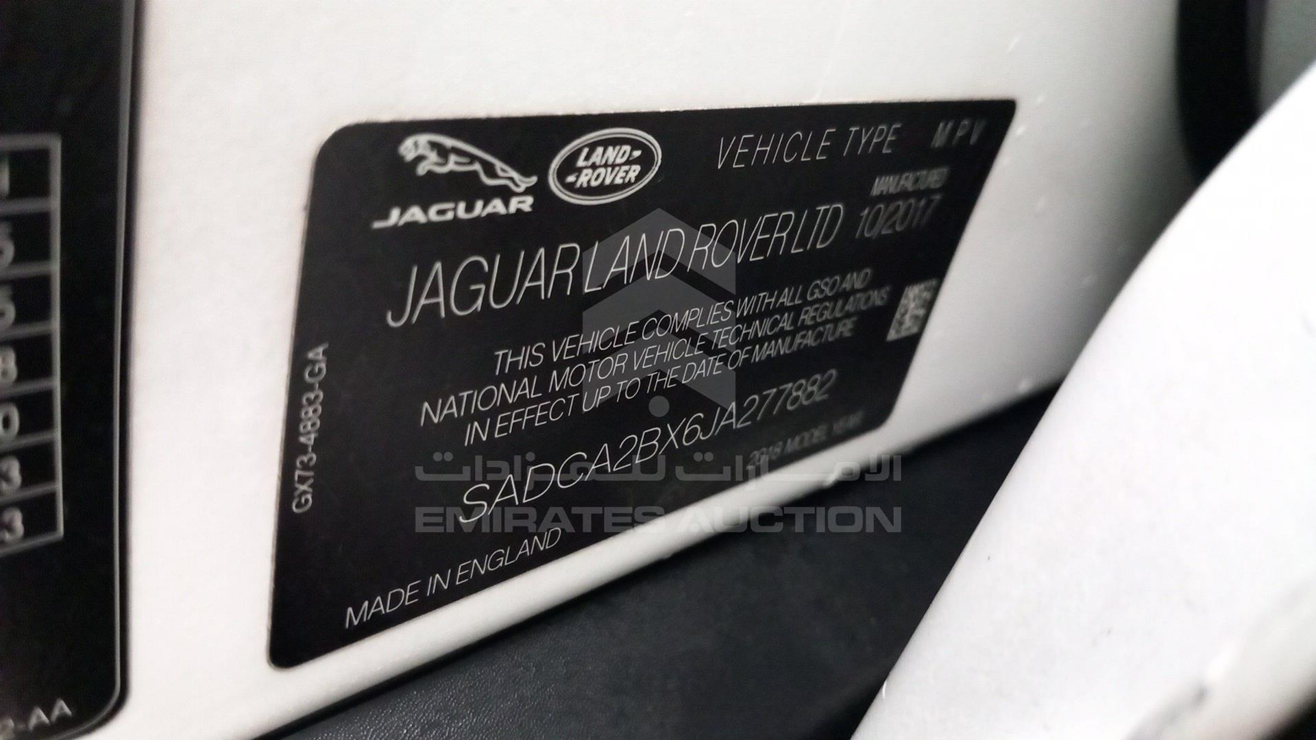 2018 JAGUAR F-PACE VIN: SADCA2BX6JA277882