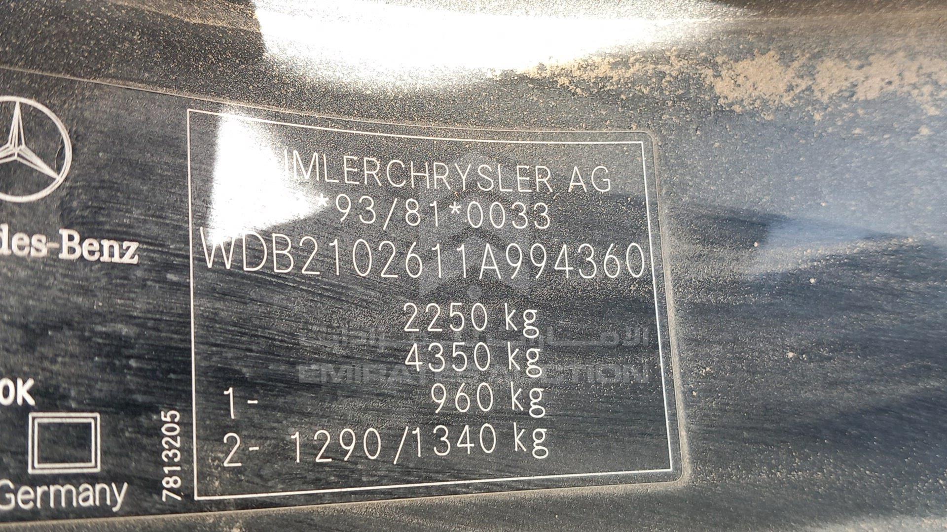 0 MERCEDES --- VIN: WDB2102611A994360