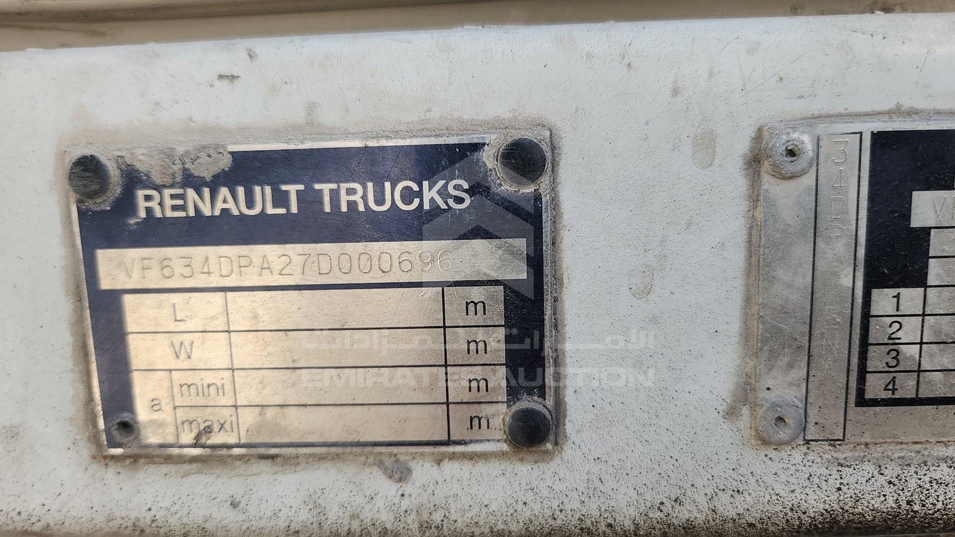 2007 RENAULT KERAX VIN: VF634DPA27D000696