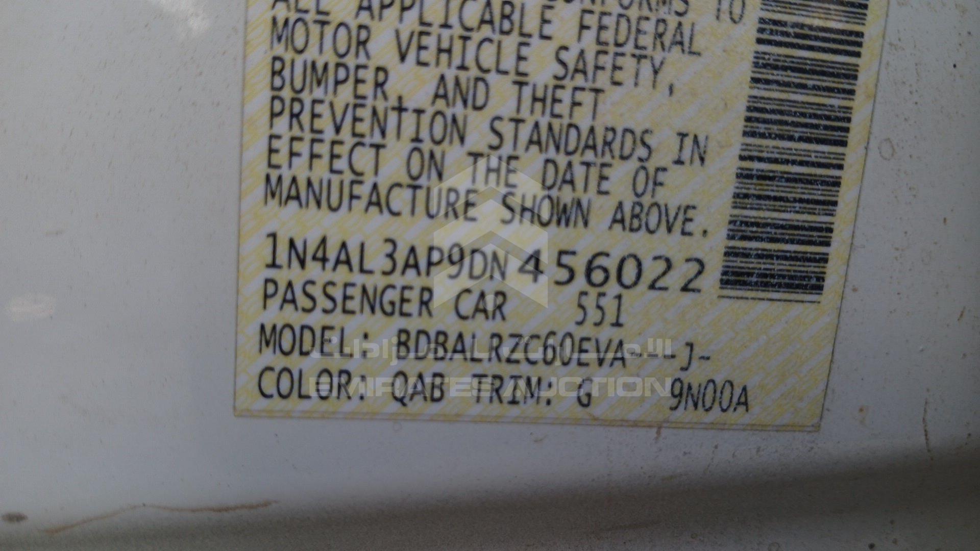 2013 NISSAN ALTIMA VIN: 1N4AL3AP9DN456022