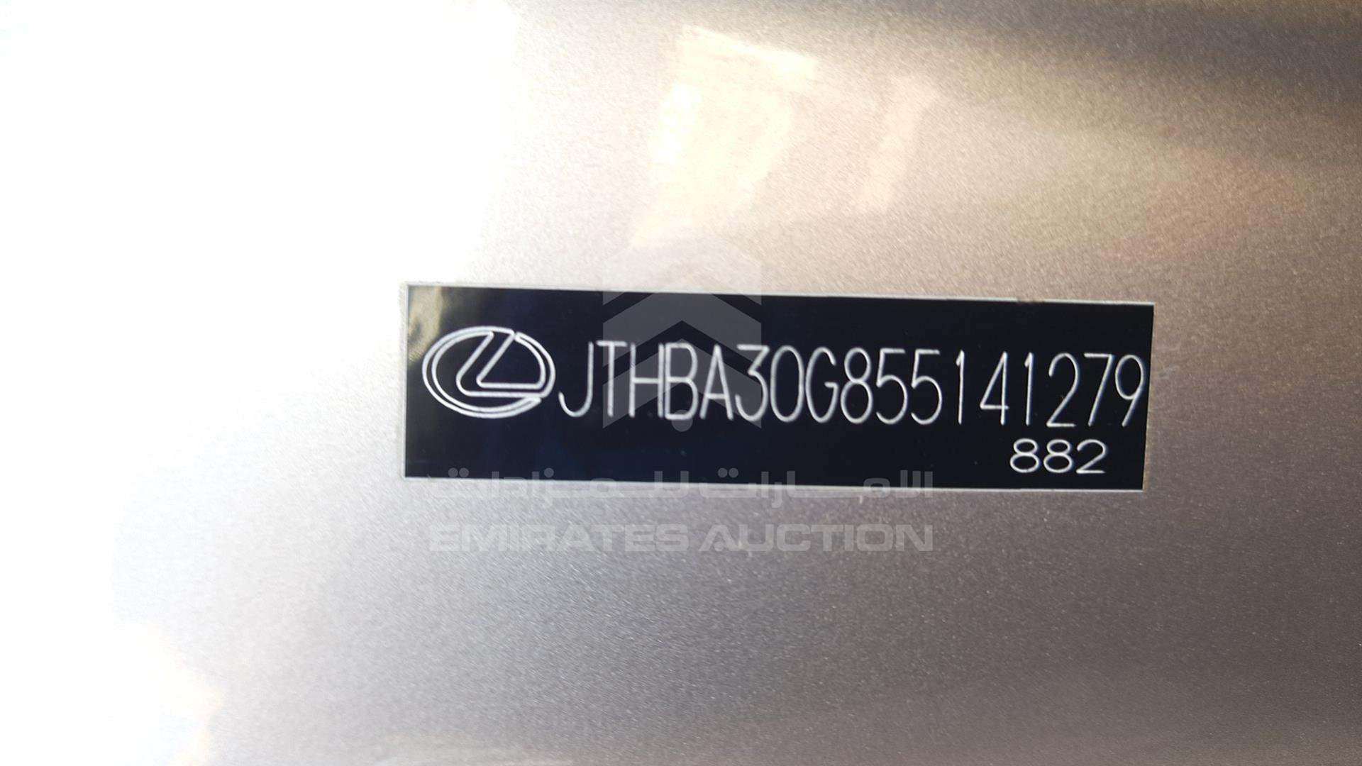 2005 LEXUS ES 330 VIN: JTHBA30G855141279