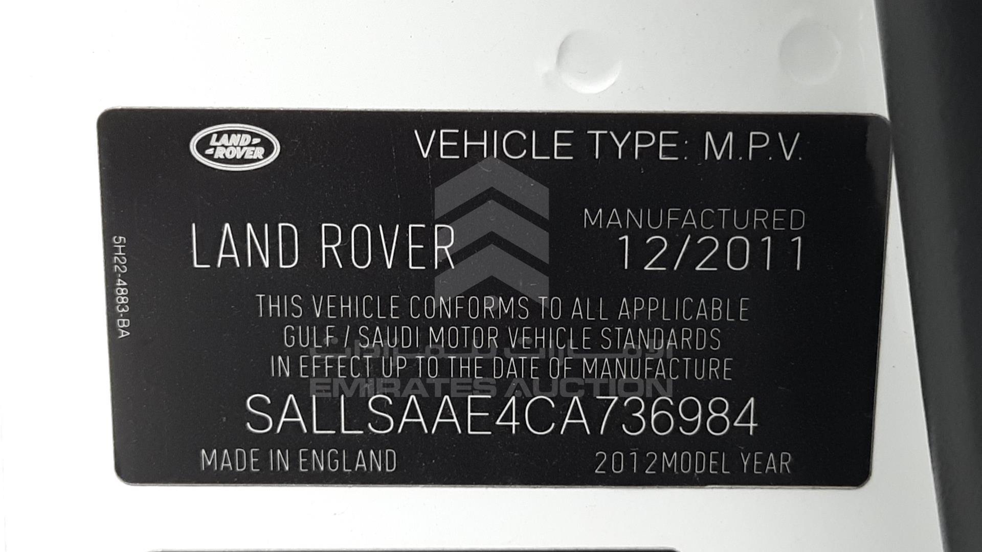 2012 RANGE ROVER SPORT VIN: SALLSAAE4CA736984