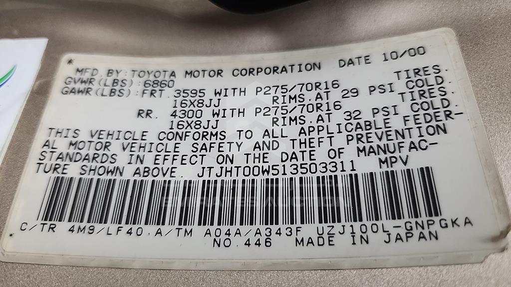 JTJHT00W513503311 - 2001 LEXUS LX 470 - #523568