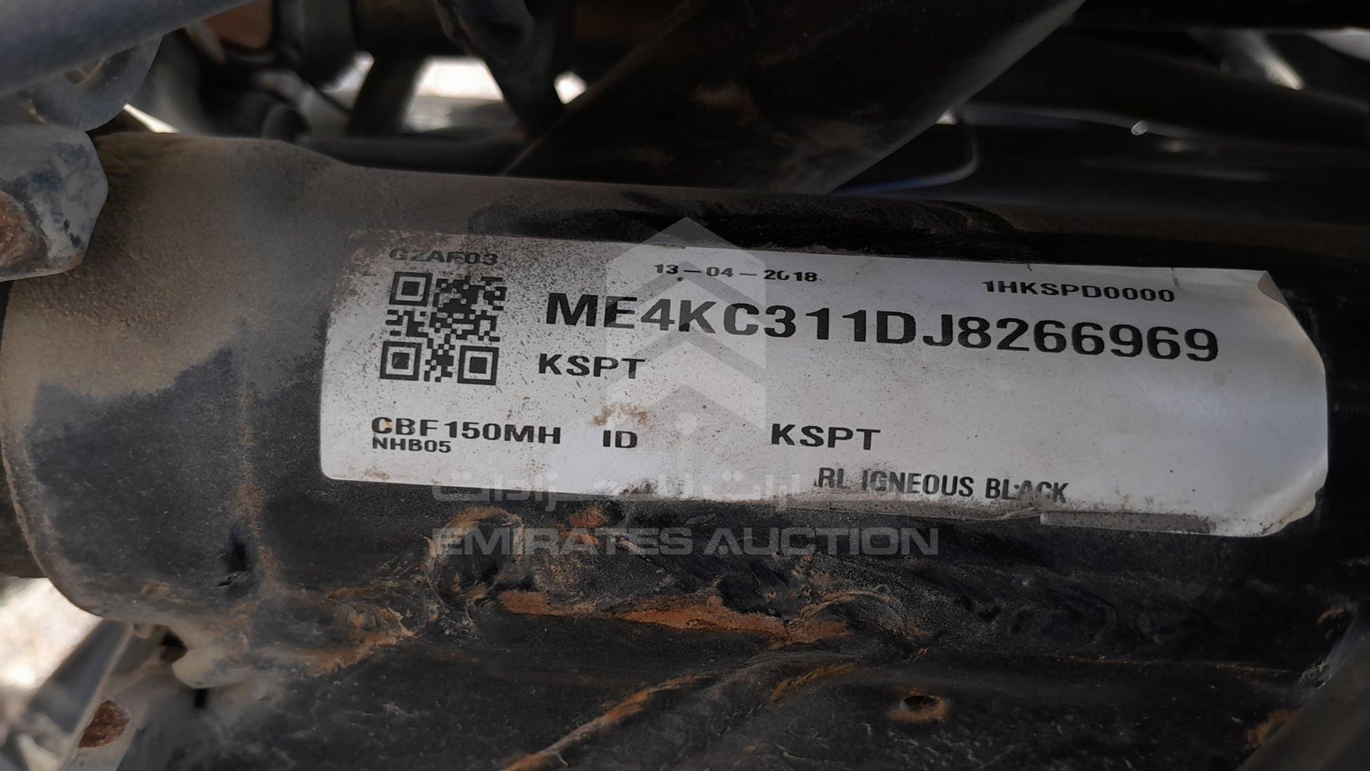 2018 HONDA UNICORN VIN: ME4KC311DJ8266969