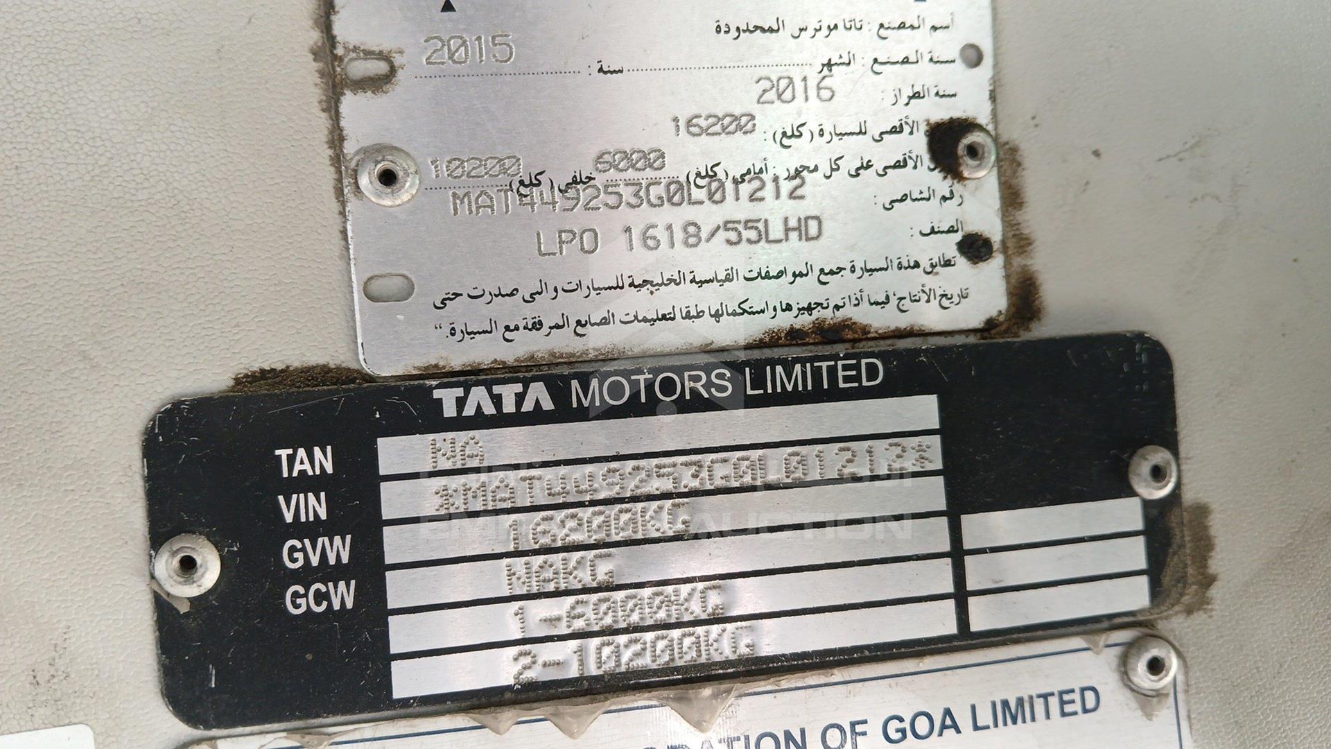 2016 TATA LPO1618 VIN: MAT449253G0L01212