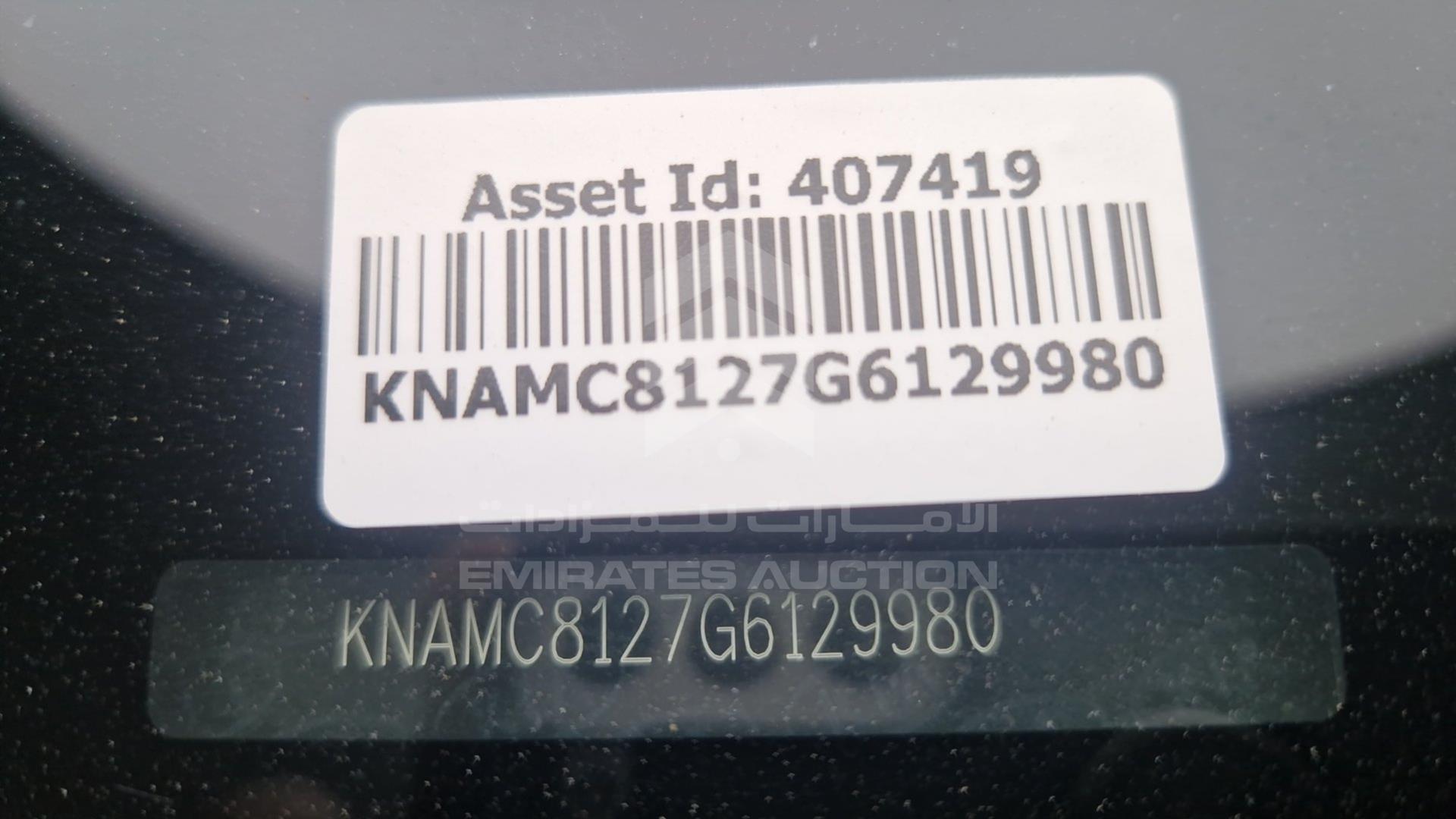 2016 KIA CARNIVAL VIN: KNAMC8127G6129980