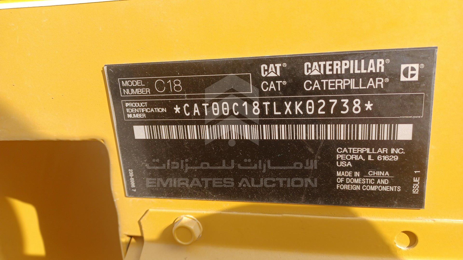2019 GENERATOR CATERPILLAR VIN: CAT00C18TLXK02738