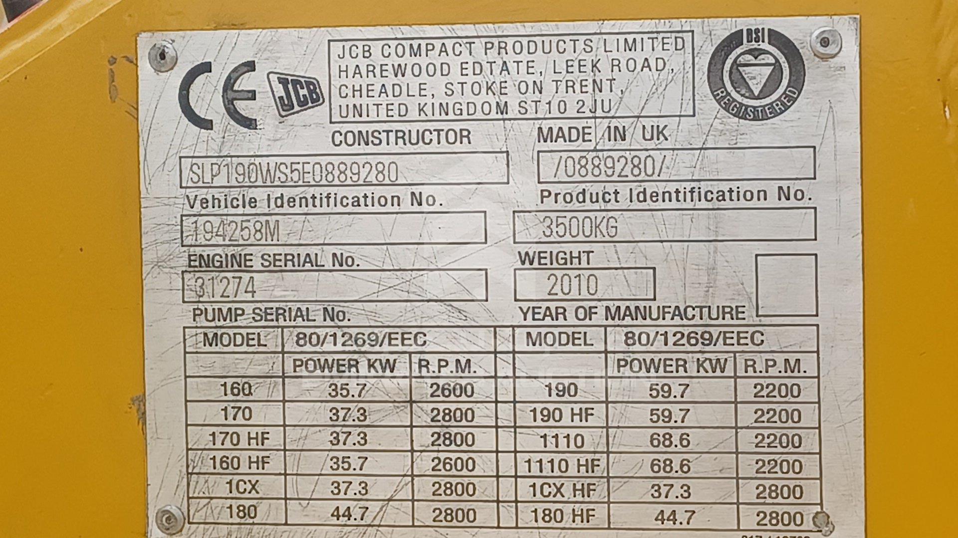 2010 JCB ROBOT VIN: SLP190WS5E0889280