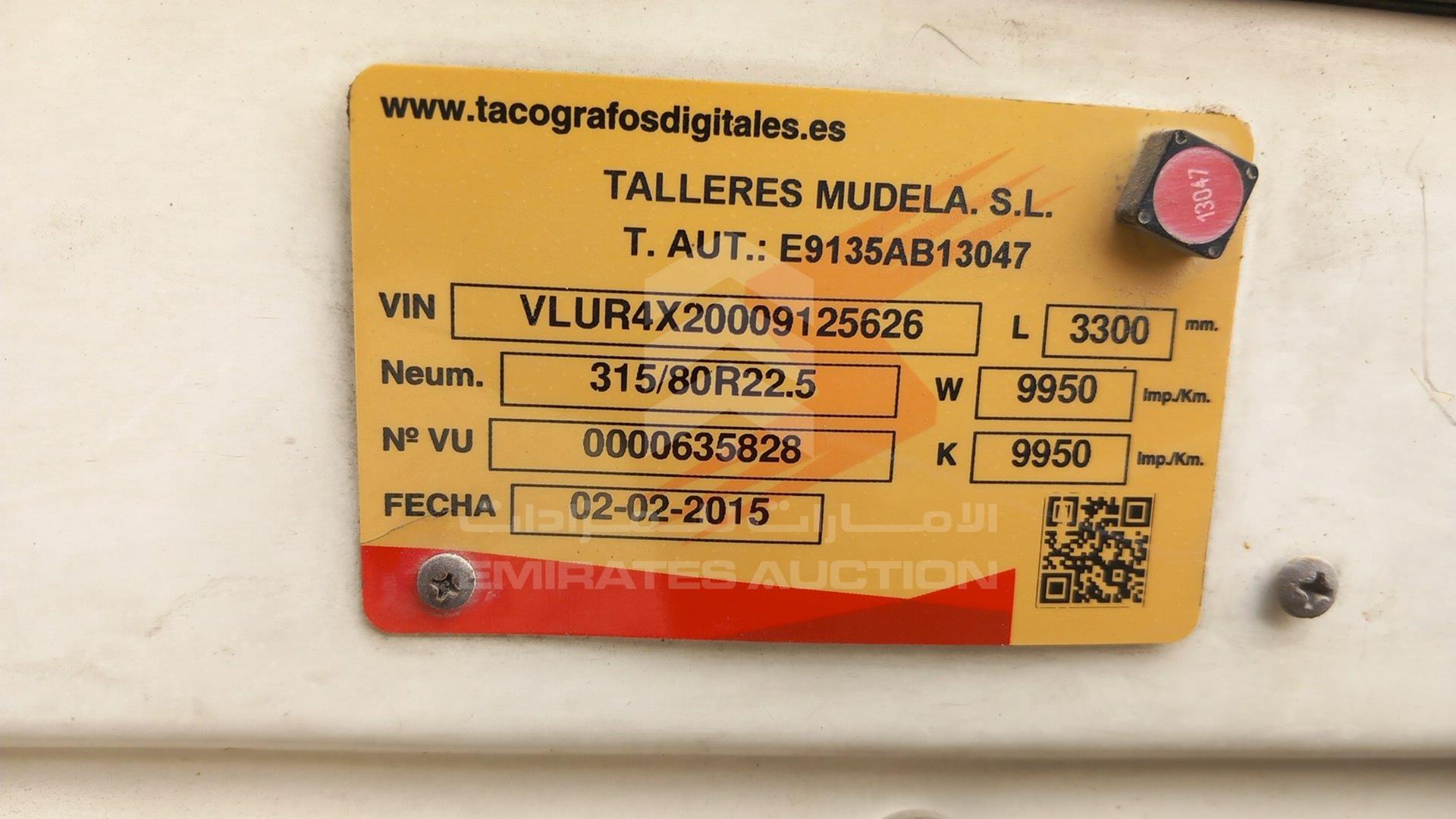 0 SCANIA R480 VIN: VLUR4X20009125626