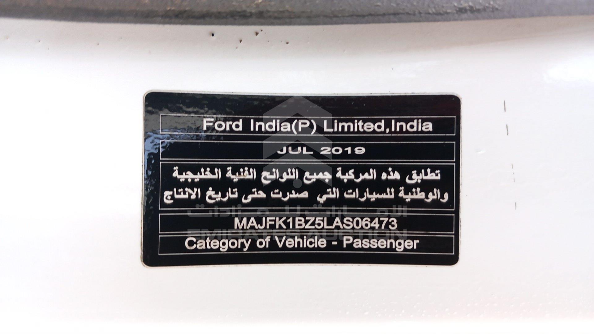 2020 FORD ECOSPORT VIN: MAJFK1BZ5LAS06473