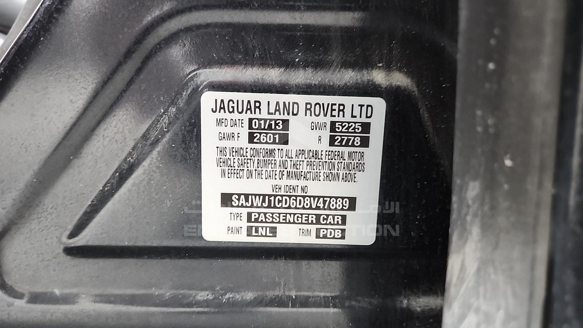 2013 JAGUAR X J VIN: SAJWJ1CD6D8V47889