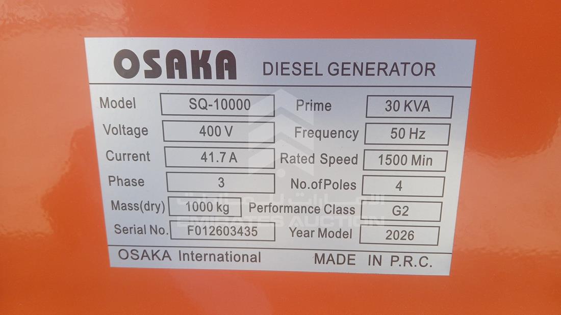 2026 Generator Osaka SQ10000 — VIN on Frame — Photo 2
