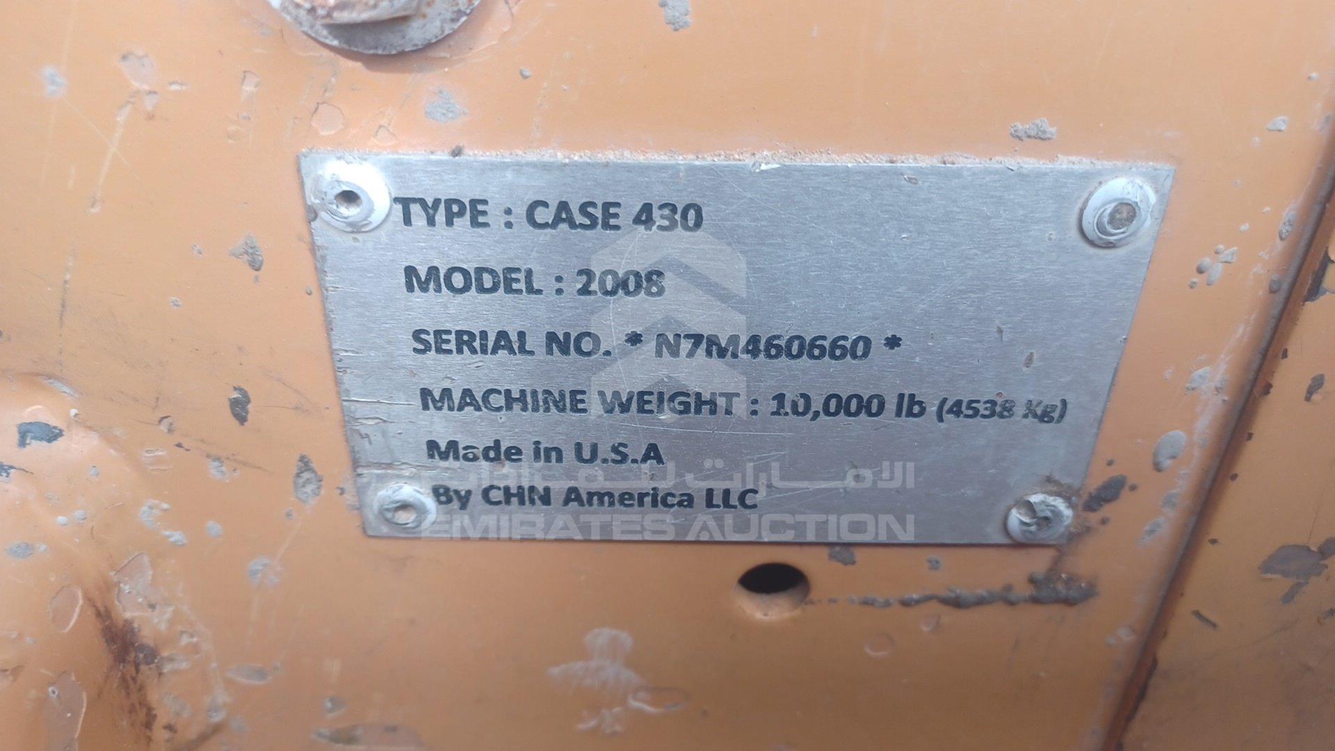 2008 CASE 430 VIN: N7M460660