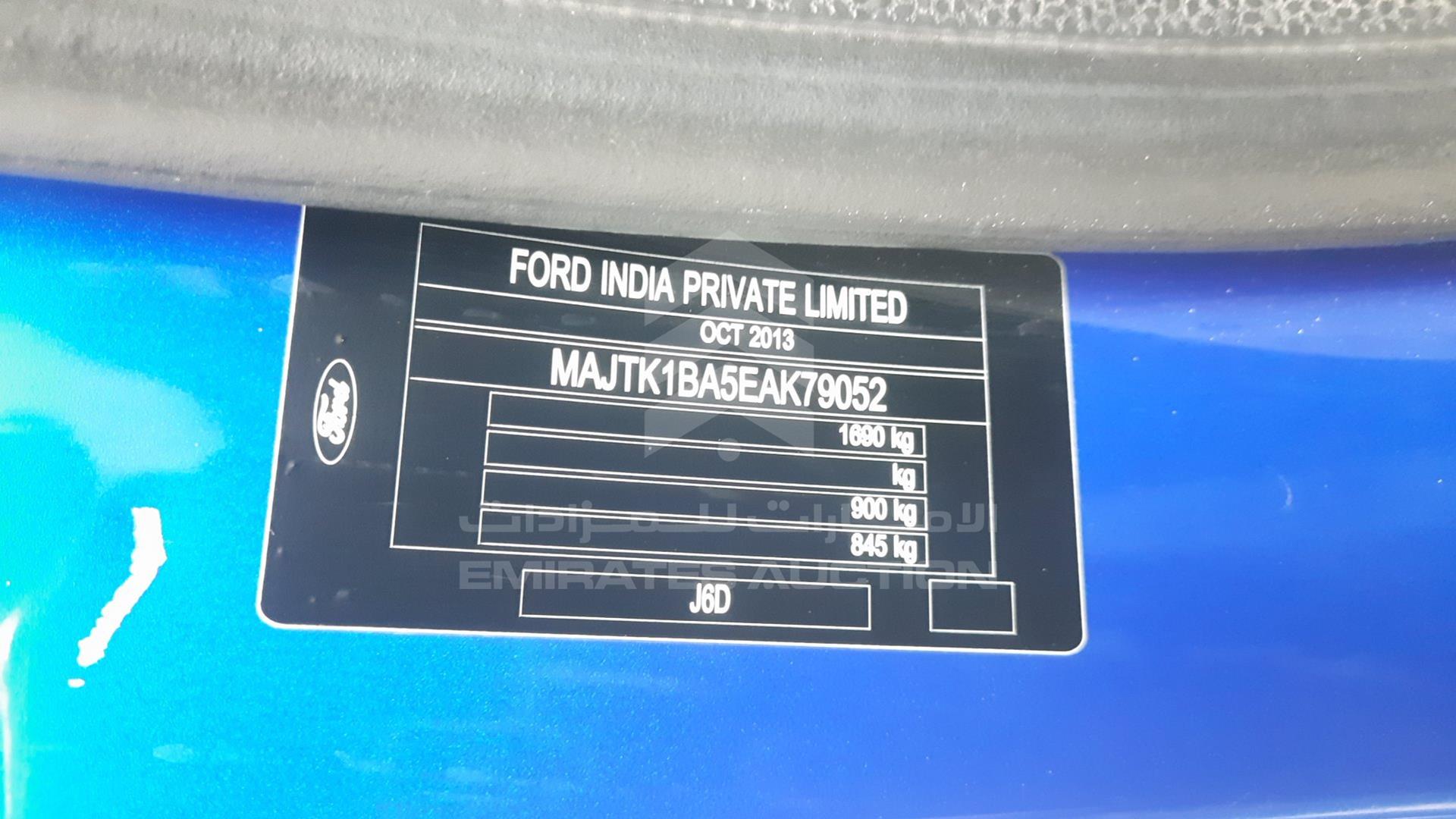 2014 FORD ECOSPORT VIN: MAJTK1BA5EAK79052