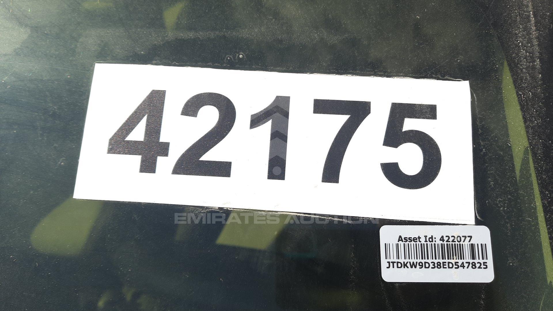 2014 TOYOTA YARIS VIN: JTDKW9D38ED547825