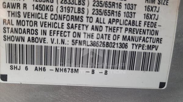 Honda Odyssey 2006 5FNRL38626B021306 Image 13